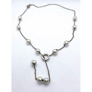Mikimoto Akoya Cultured Motion Pearl 18K Diamond Lariat Necklace